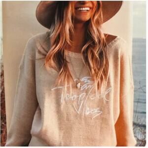 Beachly x Goldfish KISS Tropical Vibes wide neck light weight knit sweater sz XL